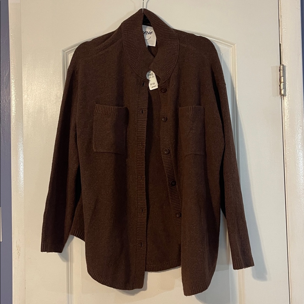 Aerie Tan Button-Up Cardigan